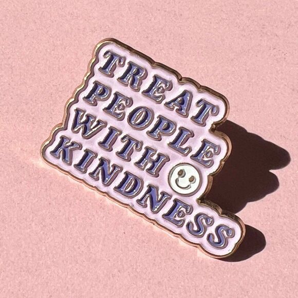 Treat people with kindness purple y2k bubble letter enamel pin - Picture 6 of 7
